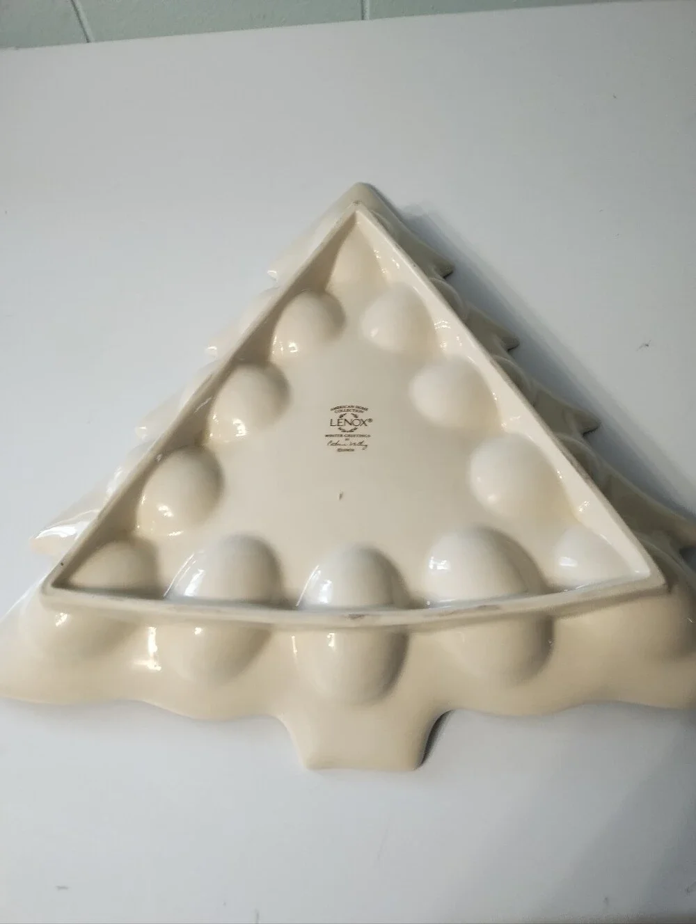 Lenox Winter Greetings Cream Ceramic Egg Platter Discontinued